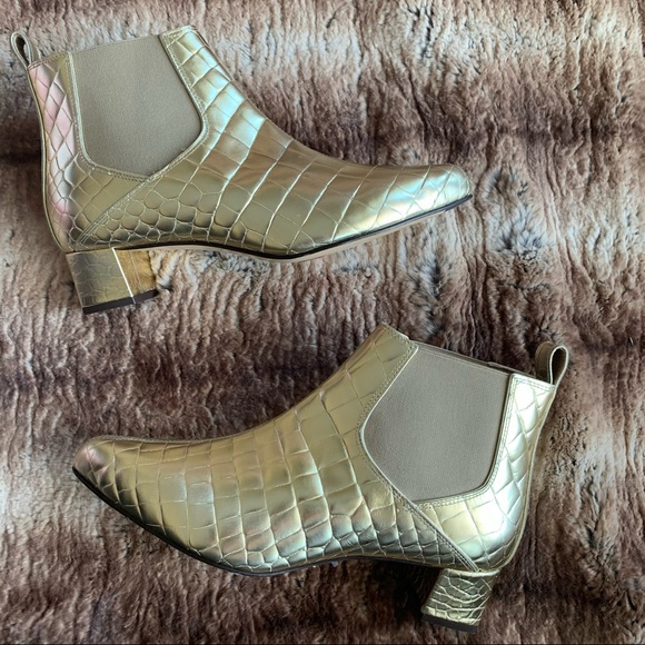 Max Mara Salice Ankle Boots Gold Croc - Picture 4 of 10